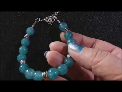 ცისფერი კვარცის სამაჯური / Hand made blue quartz bracelet